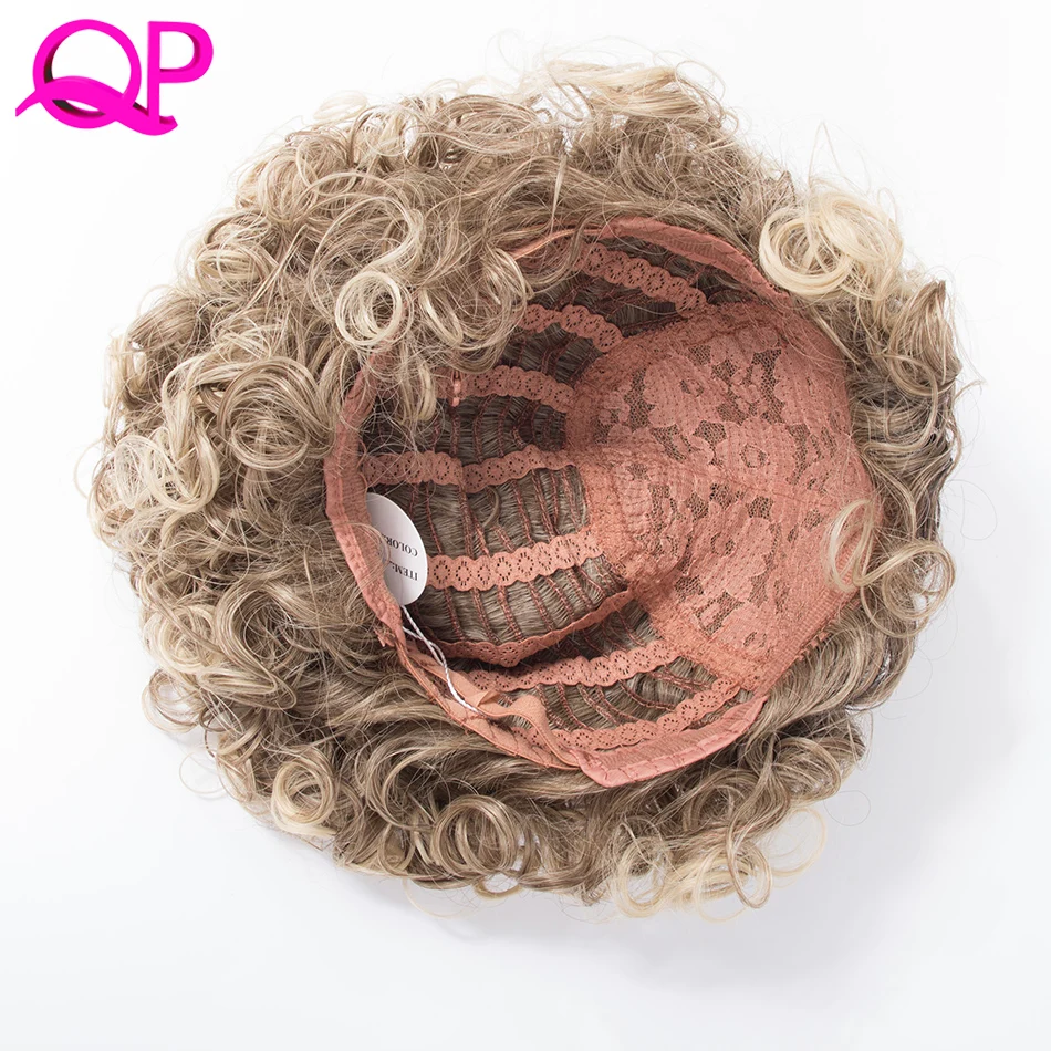 Qp Надувные вьющиеся волосы афроамериканские короткие парики для женщин 613