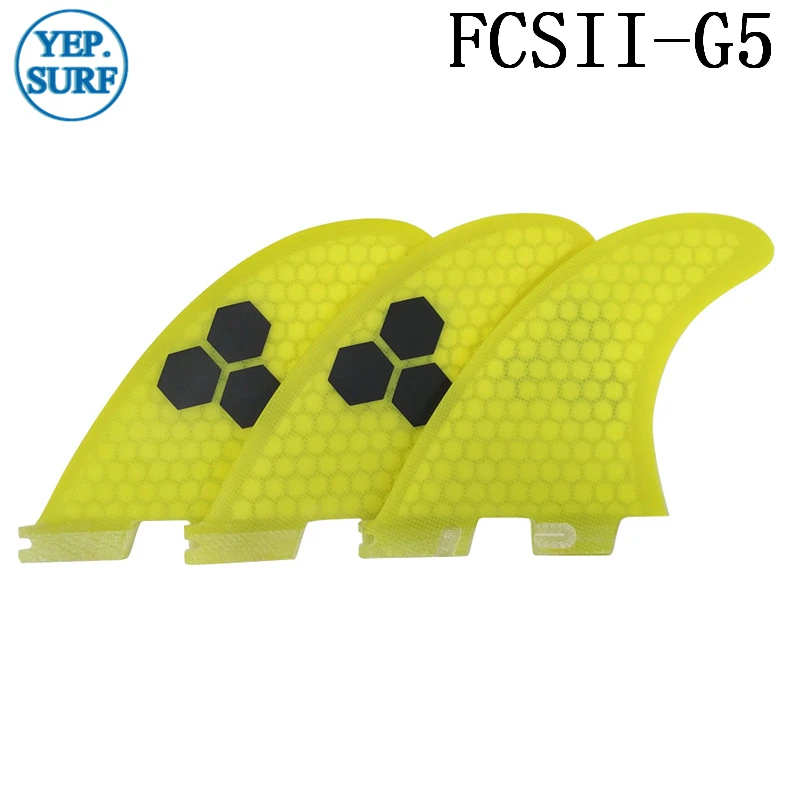 Плавники для серфинга FCS2 G5 Fin сотовый плавник доски желтого цвета Серфинг Quilhas