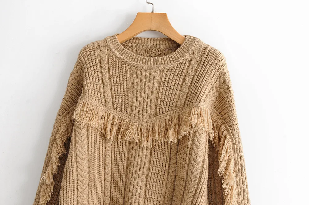 H. SA корейский модный женский свитер и пуловеры Oneck Ruffles Pull Jumpers хаки зимний теплый женский свитер-пуловер свитер оверсайз