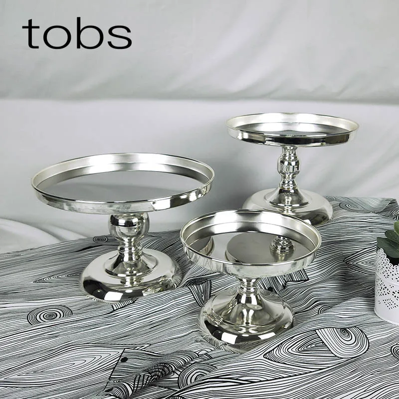 Серебряная зеркальная подставка для торта металлическая кексов большой дизайн