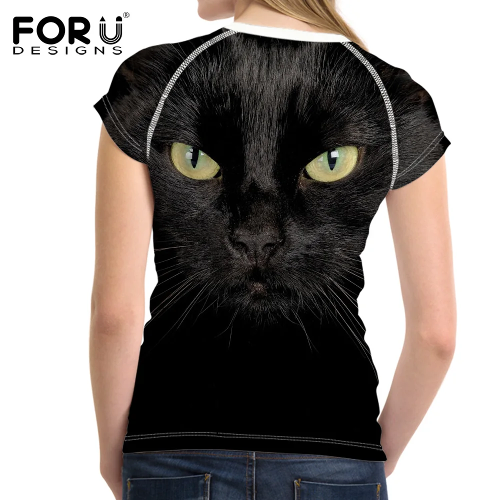 FORUDESIGNS/женские летние футболки с коротким рукавом удобные озорной Кошка Собака
