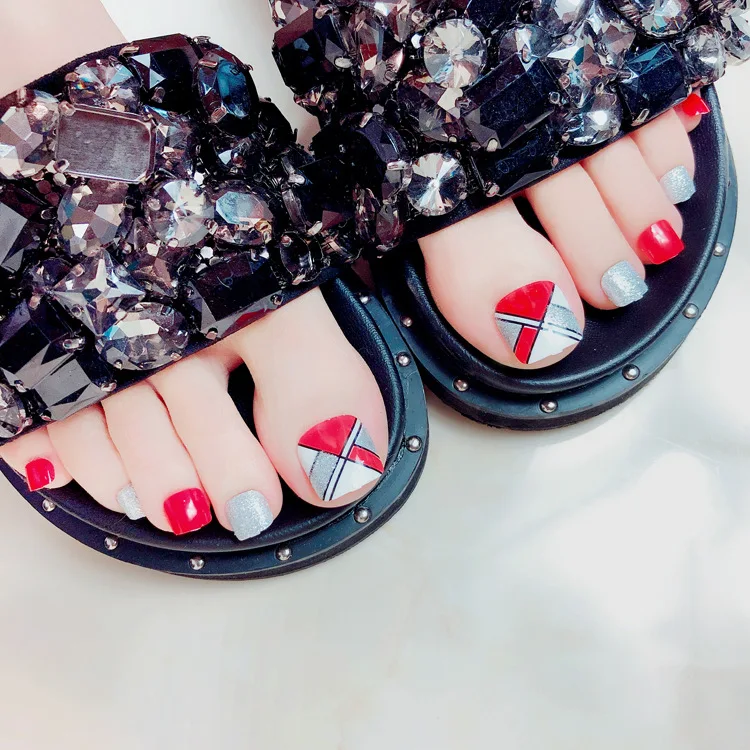 24 шт Смешанная разноцветная аппликация дизайн законченный нажмите на ноготь