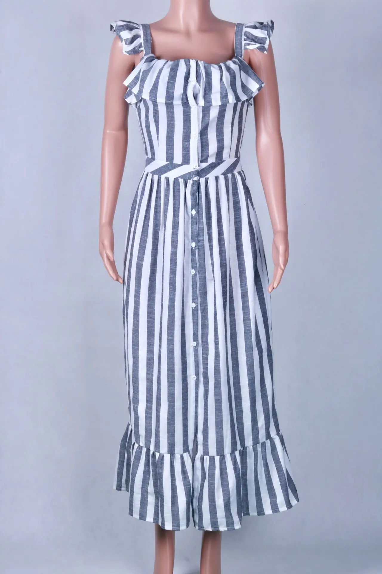 Женское Повседневное платье в полоску русалка без рукавов с квадратным вырезом