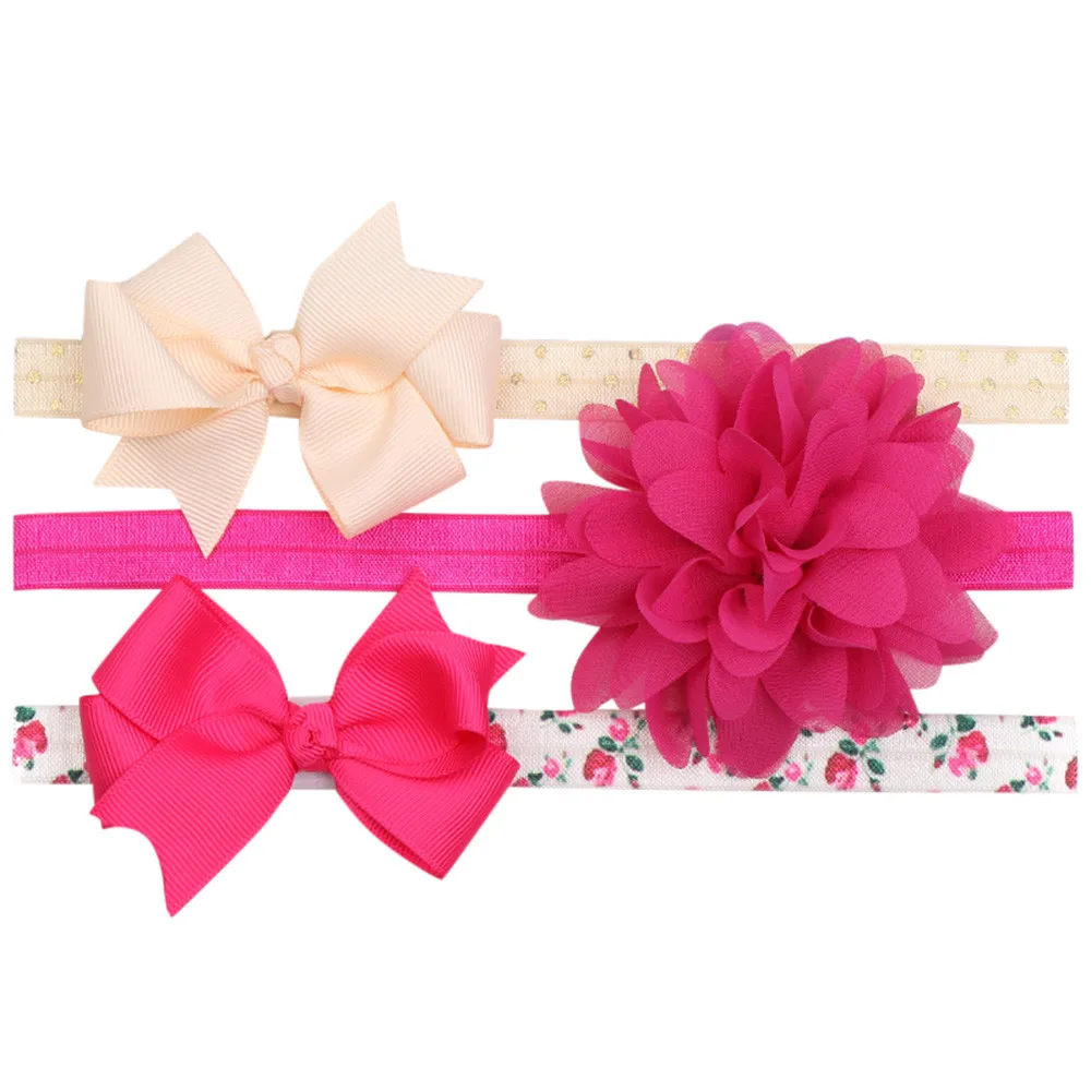 Детский комплект из 3 предметов повязка на голову с цветочным рисунком для