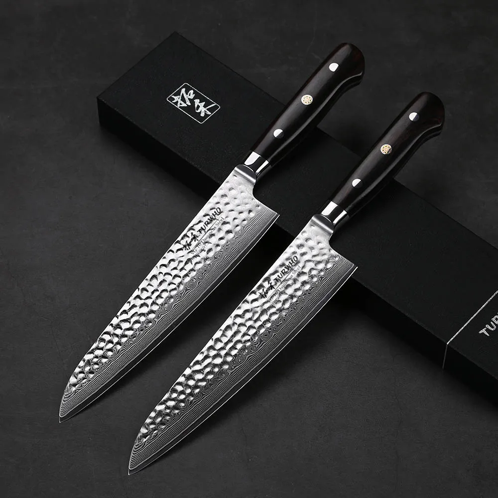 TURWHO 8,2-дюймовый дамасский поварской нож качественный нож gyuto 67 слой японский дамасский кухонные ножи из нержавеющей стали черное дерево РУЧКА