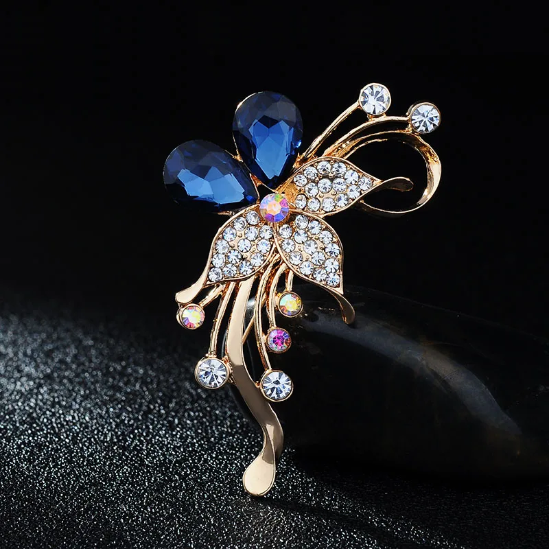 Новинка Классическая изысканная Женская Золотая яркая разноцветная брошь в виде