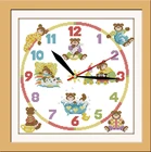 Joy Sunday часы с дизайном Медведь Счетный крест 11CT14CT Хлопковые наборы для вышивки крестиком ручной работы Набор для вышивки крестиком рукоделие