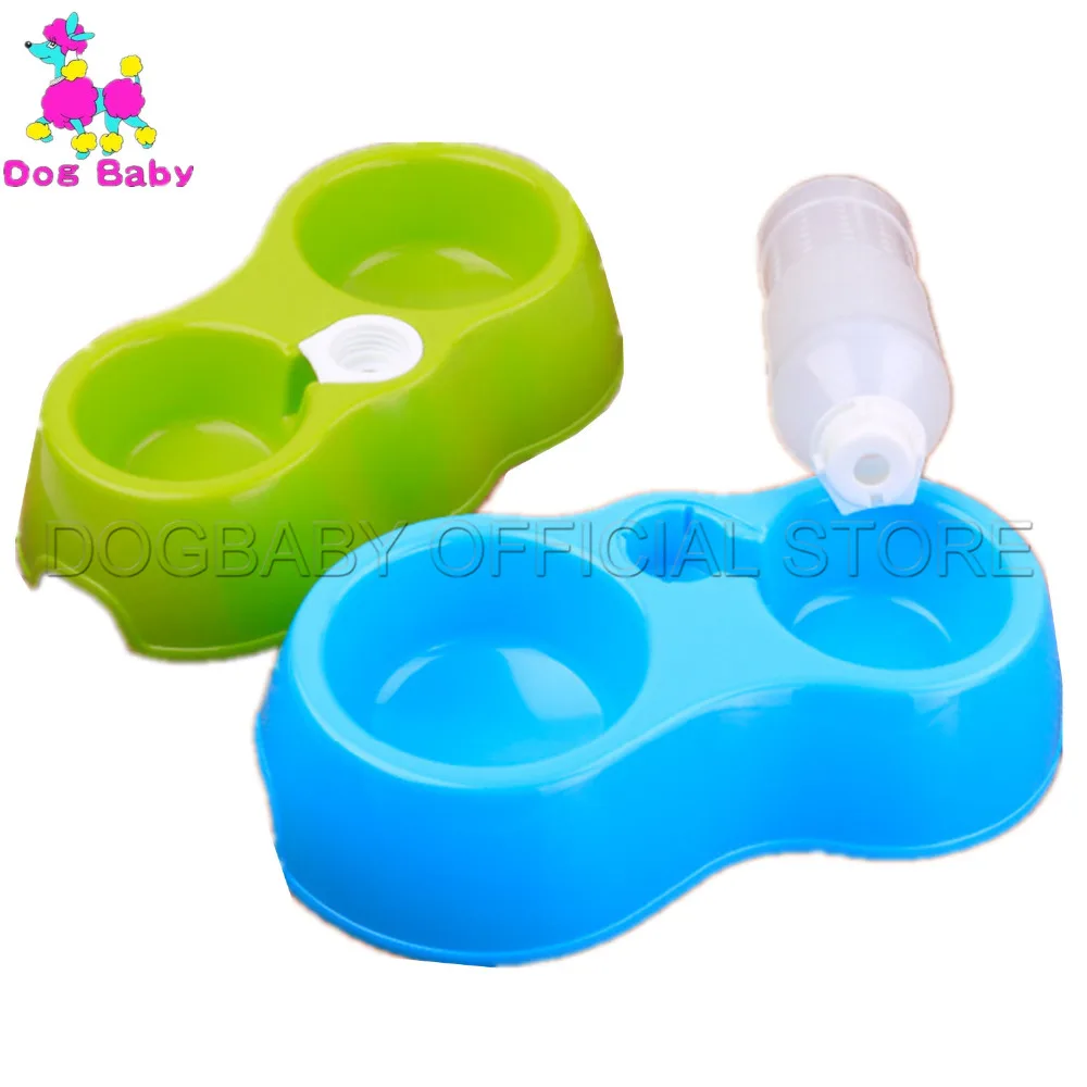 

DOGBABY Plastic Dog Feeders Suitable Pet Dog Cat Water Bottle Food Bowl Pluggable Double Solid Bowls For Small Large Dogs Cats