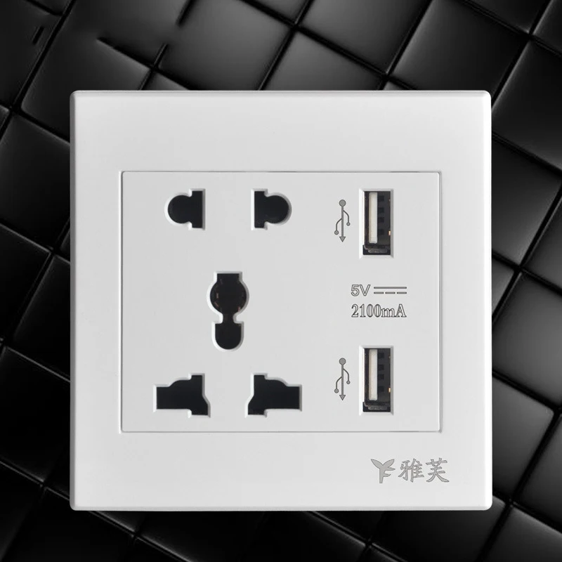 Универсальная USB розетка электрическая с 2 портами для сотовых телефонов|usb
