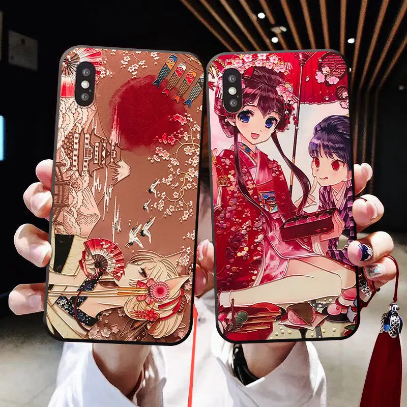 Кимоно девушка кисточкой чехол для телефона для iPhone XS MAX XR Мягкий ТПУ задняя крышка для iPhone 8 7 6S 6 Plus чехол для iPhone 11 Pro Max Capa