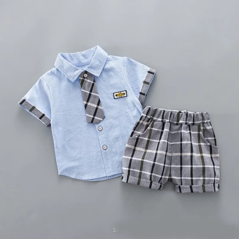 2021 New Children Handsome Clothing Kids Casual Shirt Pant 2Pcs/set Boys Girls Fashion Summer Suits. | Детская одежда и обувь