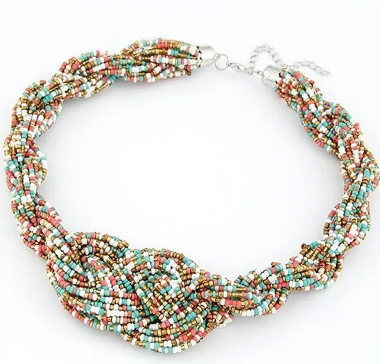 Handmade chain bohemian beach-eight simple preparation temperament payments Candy color grape beads bead necklace | Украшения и