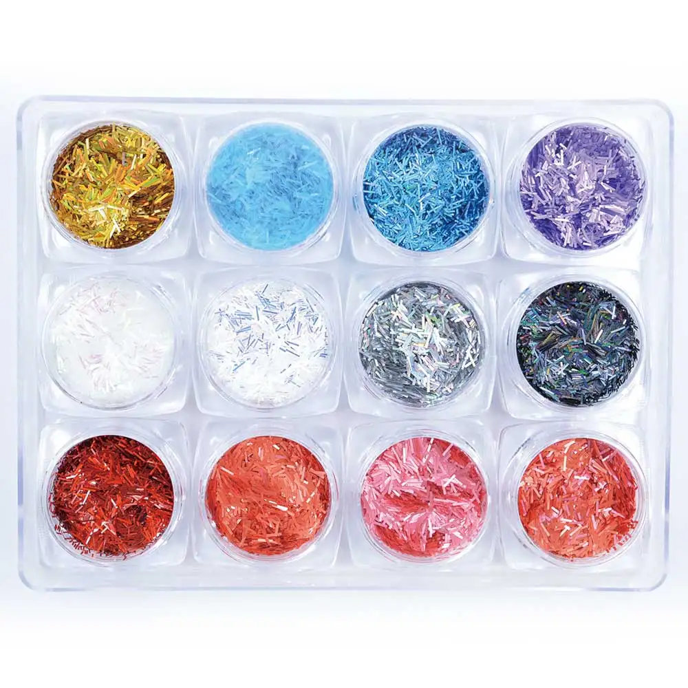 1 Box 12 Color Glitter 3D Ultrathin Sequins With 6 Design Snowflake Mickey Head Star Four Linellae for Nail Art Decors | Красота и
