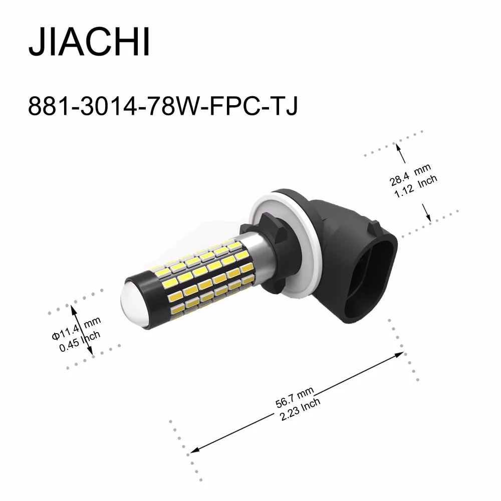 JIACHI 100 шт./лот светодиодный Автомобильные фары 881 H27 светодиодный фонарь Габаритные огни DRL Противотуманные фары 6000 K 12-24 В LED дальнего света лампы белого цвета