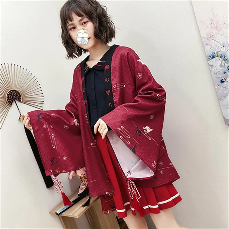 OCEANLOVE Harajuku Kimonos принт японский стиль 2020 весенние женские Топы Кардиган Косплей