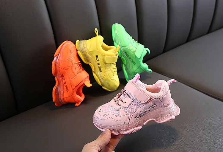 Children's shoes autumn new arrive classic style crystal bottom candy color mesh breathable sports shoes
