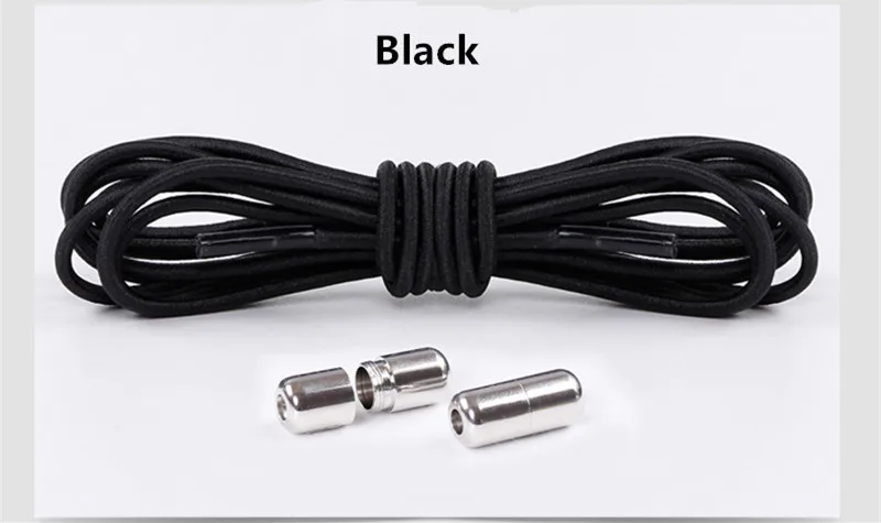 Black 100 см цветные эластичные шнурки для обуви, удобная пряжка, цветные эластичные силиконовые шнурки без завязок, шнурки для обуви, шнурки для кроссовок - Цвет: Black