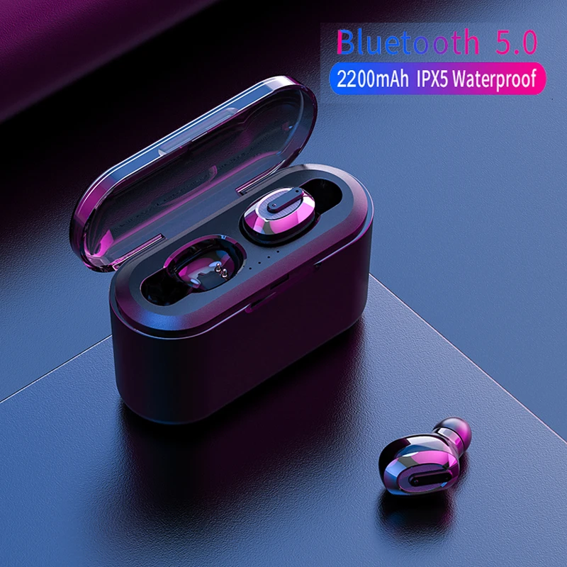 T2 Tws беспроводные Bluetooth наушники 5,0 TWS 3D стерео Bluetooth гарнитуры мини наушники с зарядным устройством 2200 мАч Внешний аккумулятор