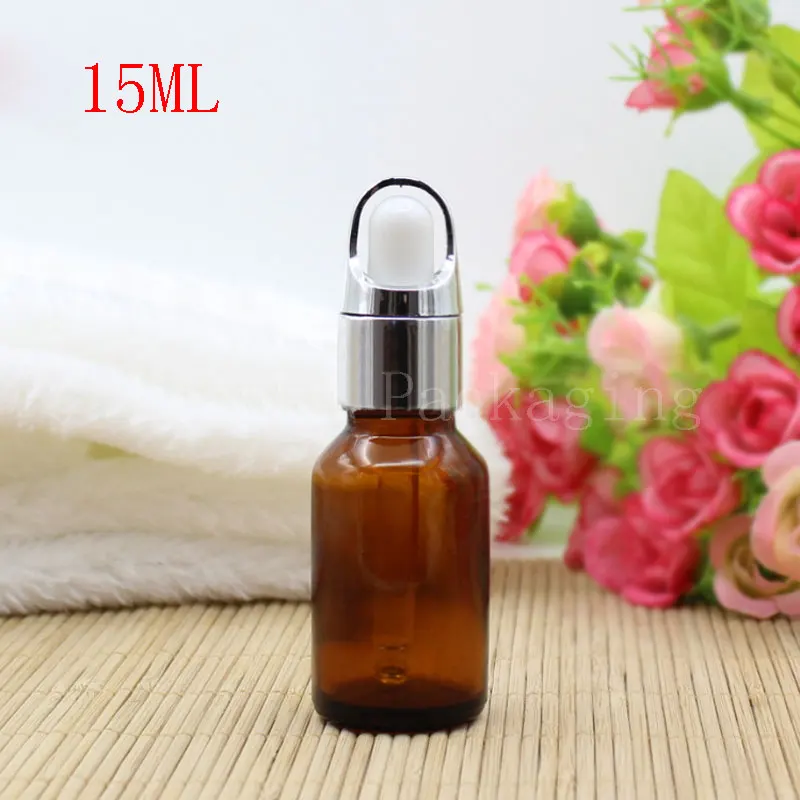 

15ML Brown Glass Dropper Bottle, 15CC Essential Oil/Essence/Perfume Sub-bottling, Empty Cosmetic Container (30 PC/Lot)