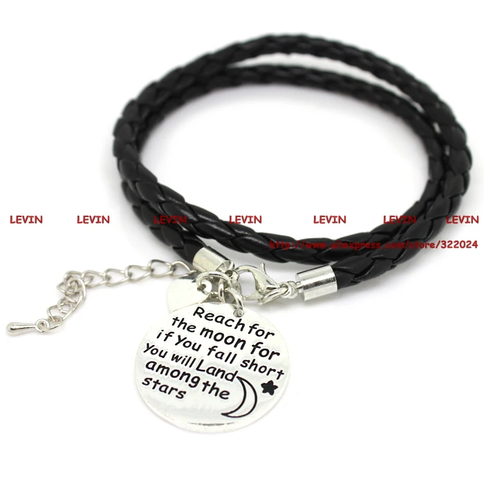 Fashion Reach for the moon if you fall short will land among stars Rope Alloy Charm Bracelet Women Girls Gift #LB805 | Украшения и