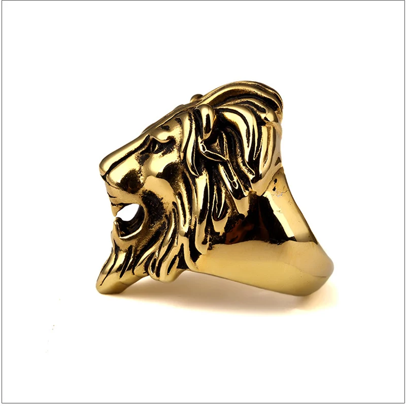 Новинка 2016 золотые кольца с титановым львом хипстеры для мужчин и женщин хип хоп