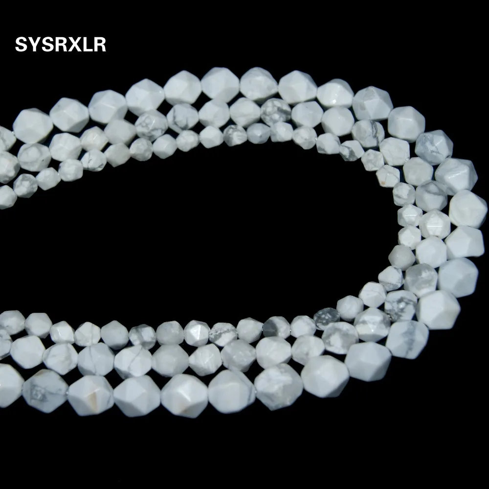 Граненые белые бирюзовые бусины Howlite из натурального камня круглые