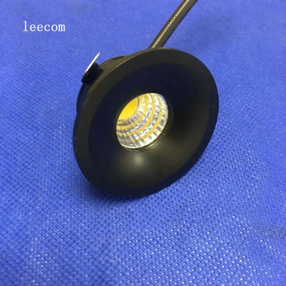 10 шт./лот Черный Светодиодные cabinet light 3 Вт cob светодиодные светильники 48 мм Диаметр