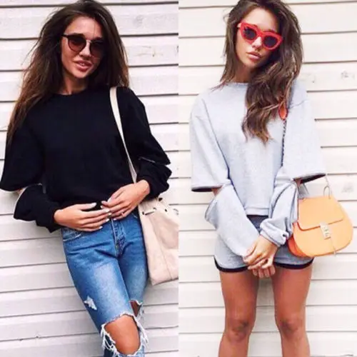 Женский хлопковый свитер с длинным рукавом серый/черный|coat jacket|long clothinglong jumper women |
