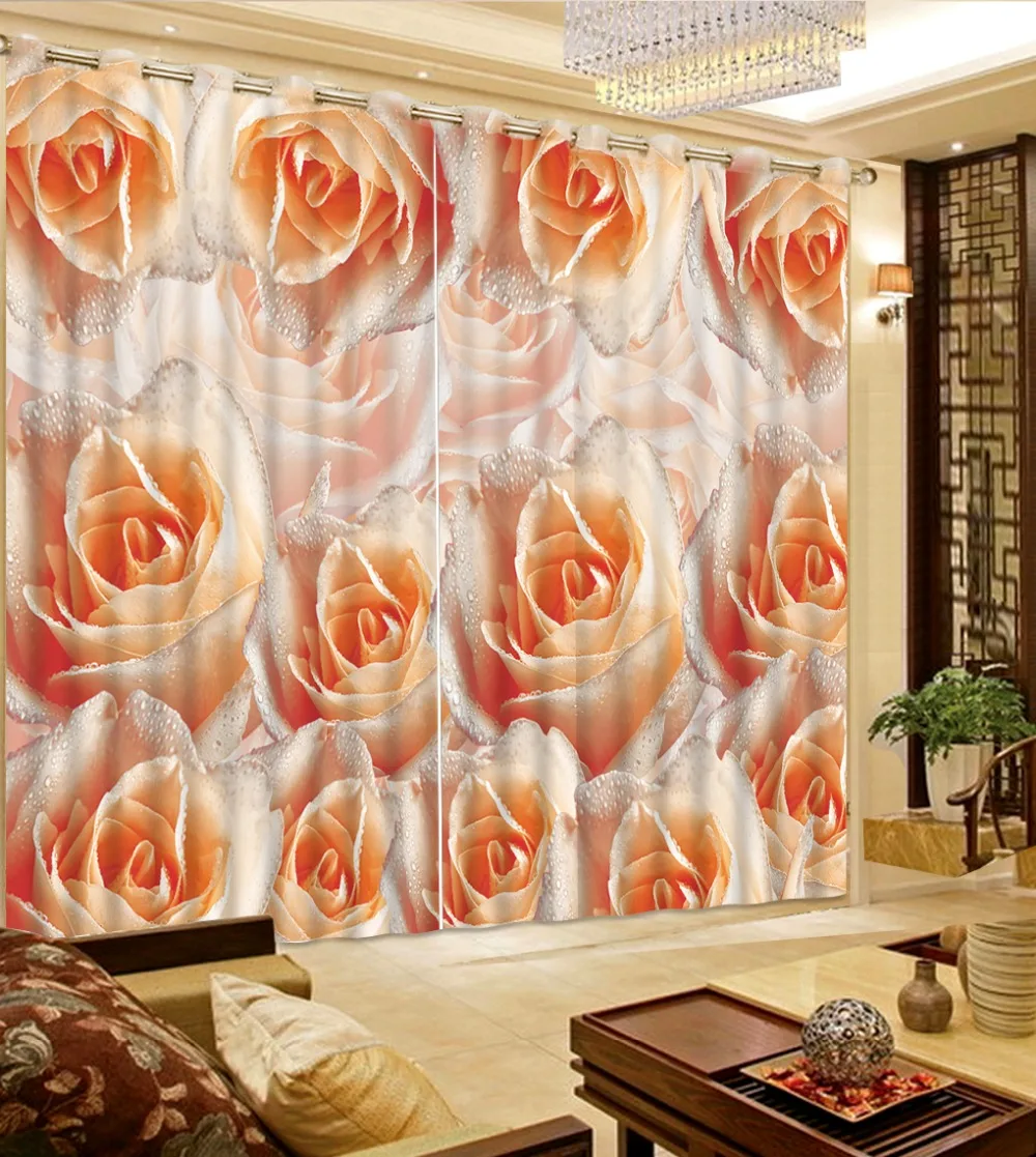 Топ классические 3D шторы в европейском стиле гостиная окно оранжевый штора с