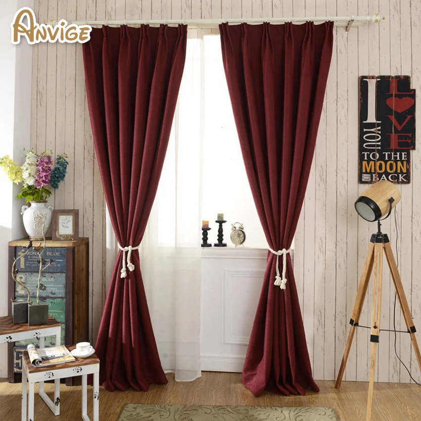 Современные Шторы одноцветное Цвет шторы плотные льняные Ткань обработки окна