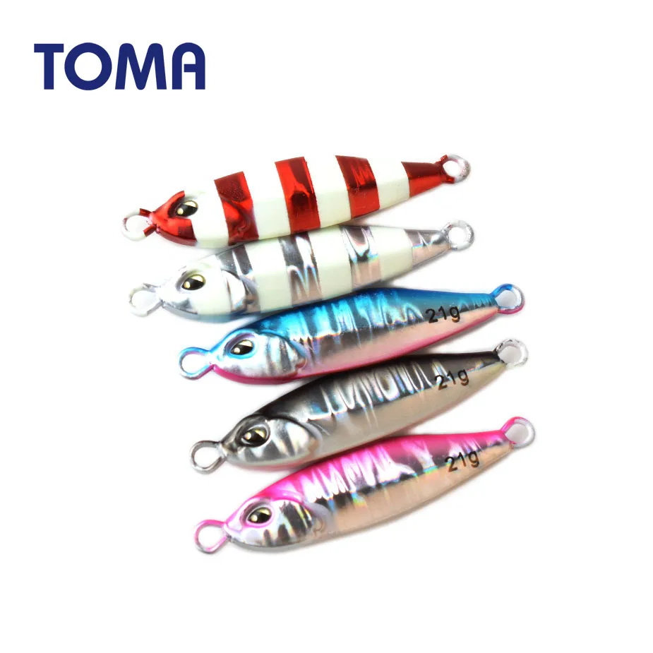 TOMA Micro Metal Jig рыболовные приманки 5 г 10 г 14 г 21 г свинцовая рыба светящаяся блесна приманка для морской рыбалки снасти