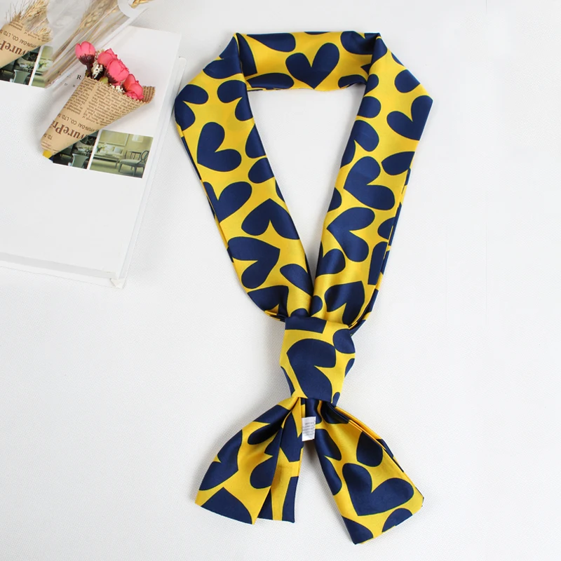 Women Chain Line Design Head Scarf Long Wide Skinny Bandana Silk Satin Foulard Headband Neckwear Decoration 15 x 150 cm |