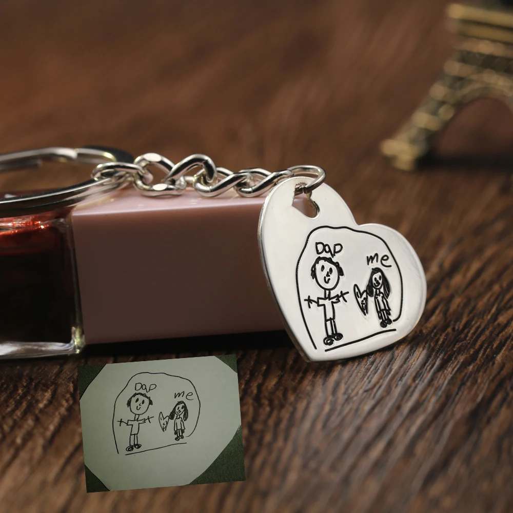 Брелок для ключей детей персонализированный с рисунком надписью Два сердца