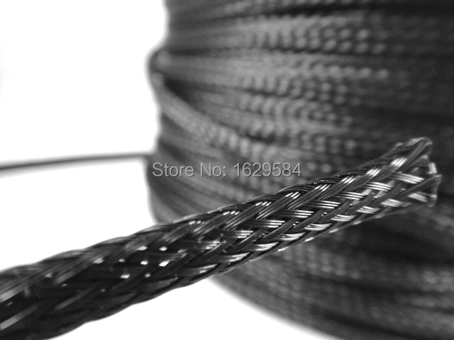 200 метров 6 мм расширяемая Черная Плетеная высокоплотная ПЭТ-трубка для кабеля |