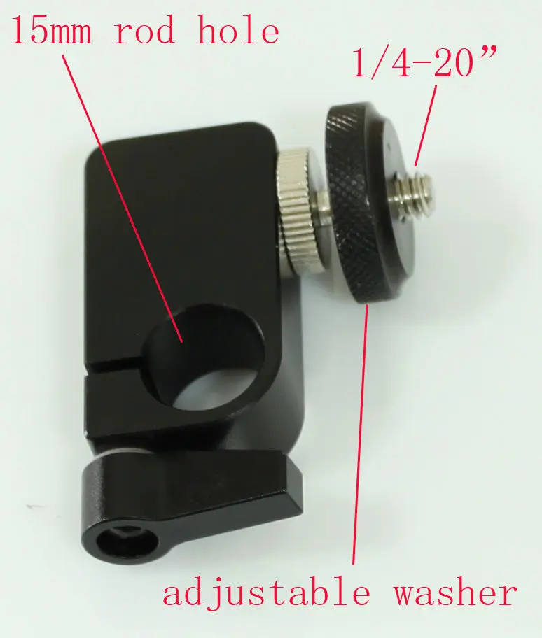 

single Rod clamp with 1/4" to 1/4" male adaptor for 15mm Support Rail Rig Rail