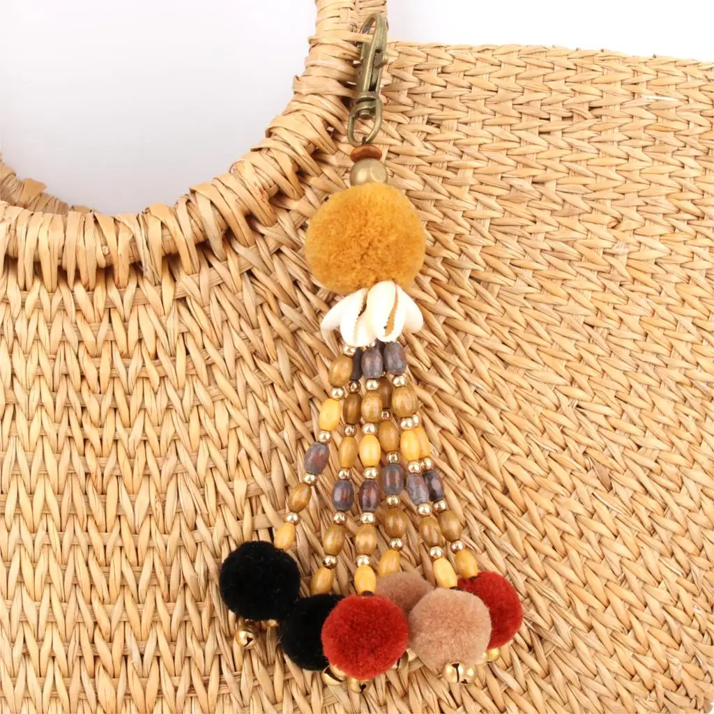 1 шт. ювелирный брелок в стиле бохо подвеска помпон из ракушек с деревянными