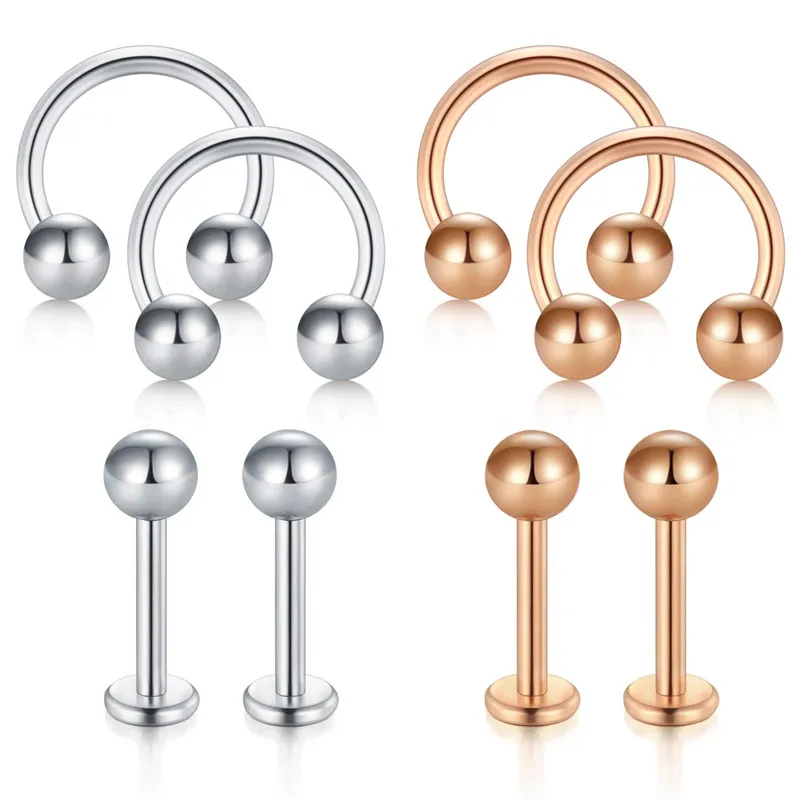 Хряща Tragus Earrings-16G 20 г из нержавеющей стали губная серьга с внутренней резьбой Монро Медуза Кольцо для губ Rook серьги-улитки шпильки - Окраска металла: Покрытие антикварной бронзой