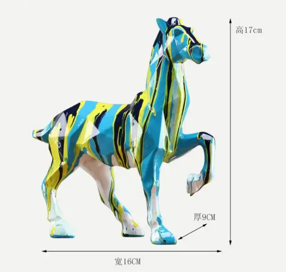 Современная Абстрактная черная статуя лошади Геометрическая полимерная
