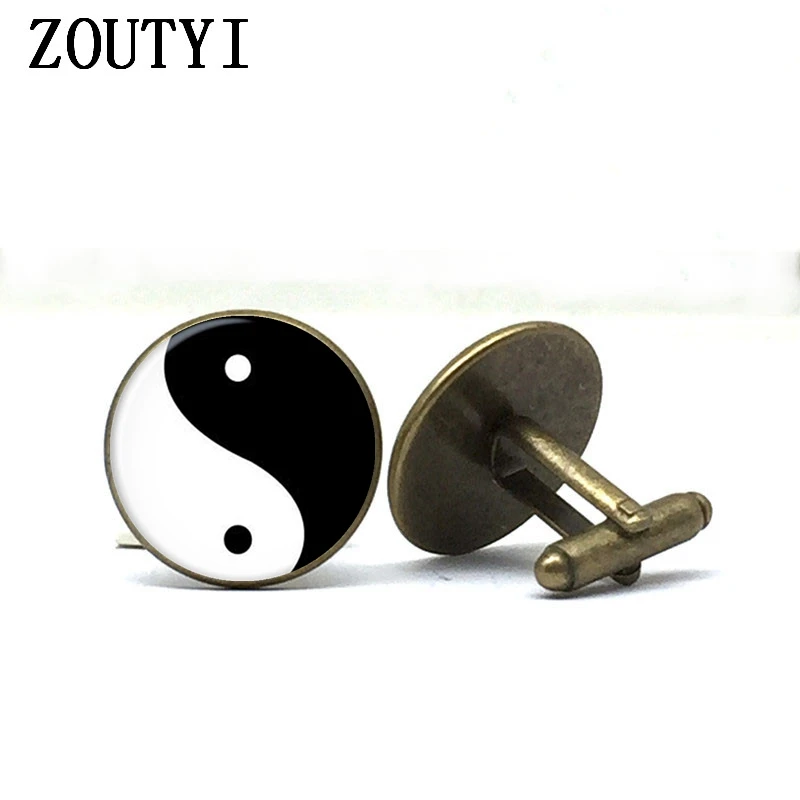 2018/Новые модные запонки ручной работы для мужчин yin and yang Tai Chi стеклянные выпуклые