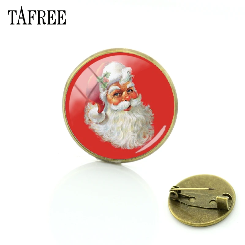 Новейшие круглые Броши TAFREE с Санта Клаусом Рождественская булавка винтажный