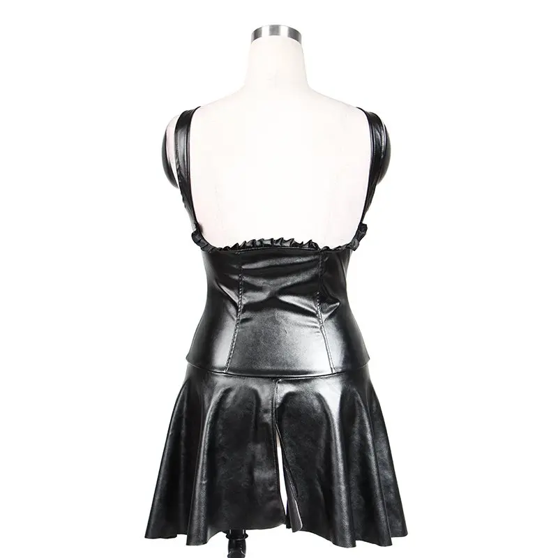 Сексуальное короткое платье из искусственной кожи женское готическое