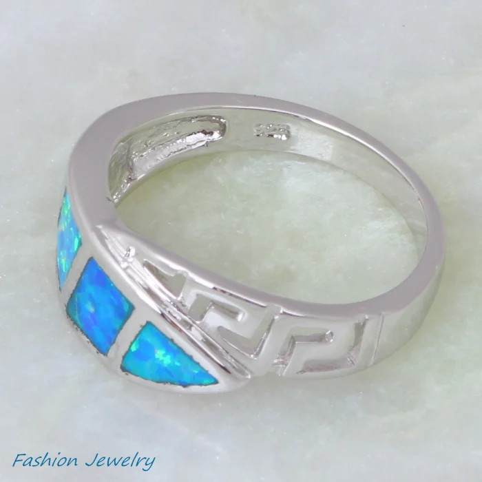 Женское кольцо с голубым огненным опалом серебряное ювелирное изделие модные
