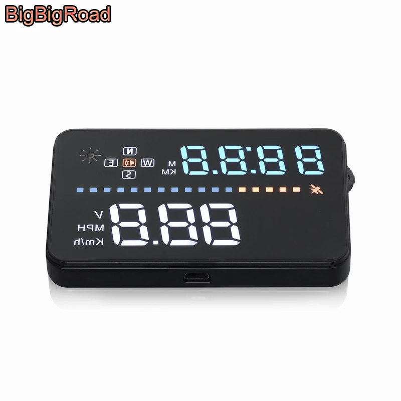 BigBigRoad Car HUD Head Up Display OBD II 2 + GPS Digital Speed Windscreen Projector Satellite Time Speedomete Driving Distance |