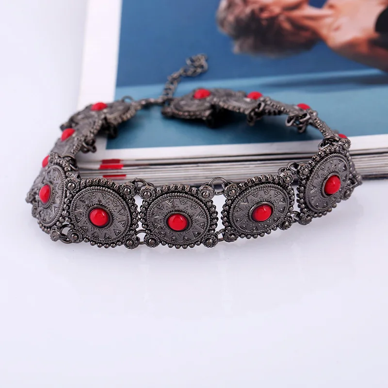 Black red LZHLQ Горячая Бохо Воротник Колье Цепочки и ожерелья, украшения для вечеринок, украшения для Дамская Мода Винтаж этнический стиль, бохо колье ожерелье - Окраска металла: Black red