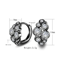 seanlov silver color small hoop earrings round style aaa austrian clear zircon for women fashion black gun color earring jewelry