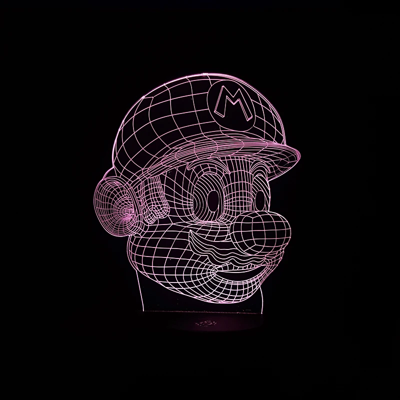 3D Светодиодная лампа Mario ночник настольная 7 цветов сменный USB сенсорный пульт