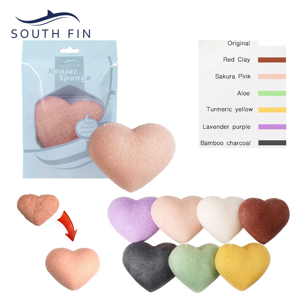 Heart Shape Konjac Sponge Cosmetic Puff Face Cleaning Natural Facial Cleanser Tool Wash Flutter 1pcs PD |