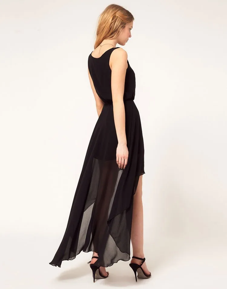 Летнее платье 20I7 женщин случайные свободные Асимметричный Vestidos твердого
