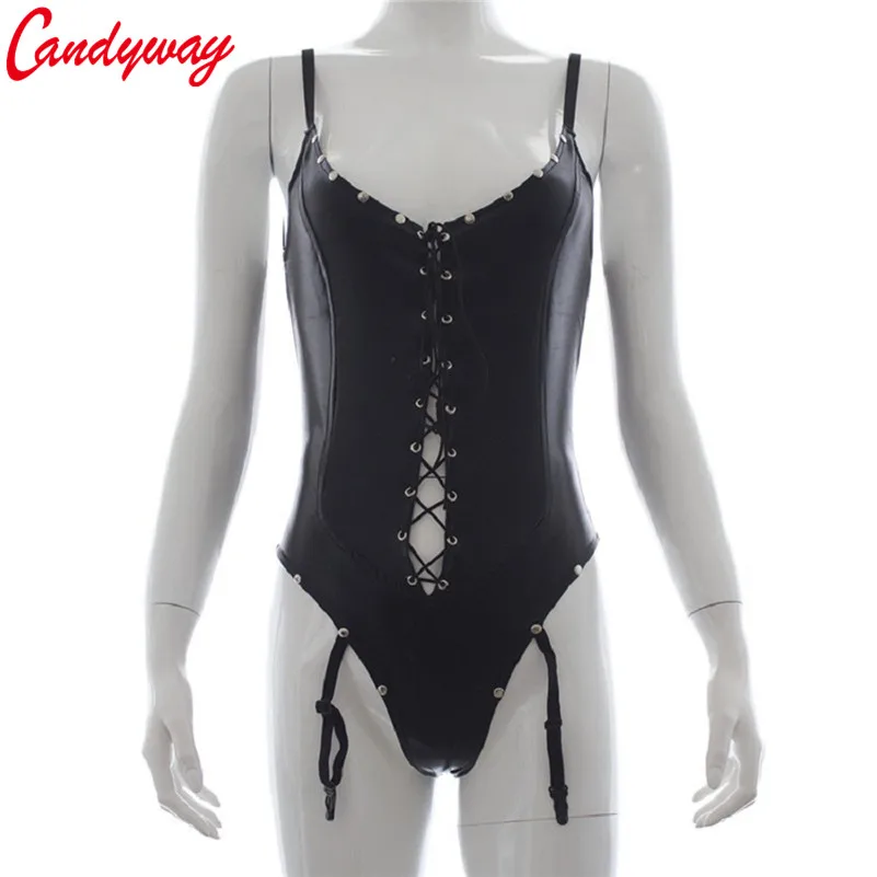 Фетиш искусственное украшение черное сексуальное нижнее белье с открытой спиной