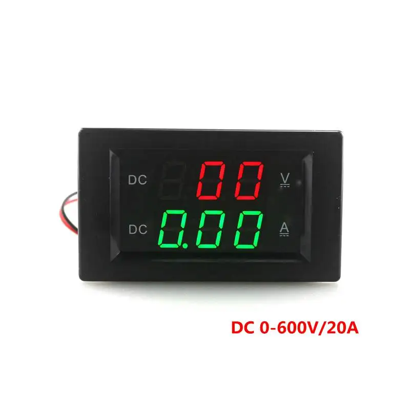DC 0-600 В/20A цифровой вольт-усилитель метр с красным и зеленым светодиодный